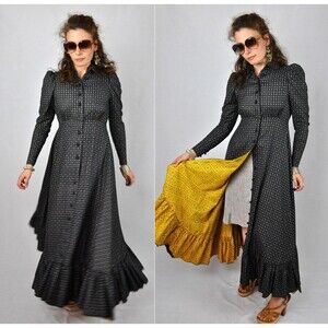 70s MAXI Dress Victorian Style by Les Elles Betty Carol Prairie Peasant XS - S